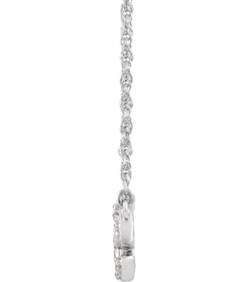 688936 Necklace Set 14K White Initial E Natural Diamond Round 1.3 Mm I1, H+ 0.08 Ctw 16 In Polished .08 Ctw Natural Diamond Lowercase Initial Necklace