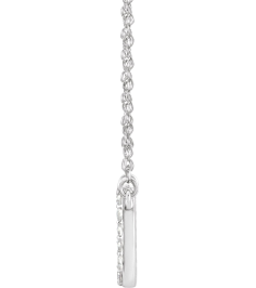 688936 Necklace Set 14K White Initial F Natural Diamond Round 1.4 Mm I1, H+ 0.08 Ctw 16 In Polished .08 Ctw Natural Diamond Lowercase Initial Necklace