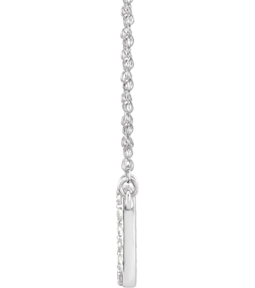 688936 Necklace Set 14K White Initial F Natural Diamond Round 1.4 Mm I1, H+ 0.08 Ctw 16 In Polished .08 Ctw Natural Diamond Lowercase Initial Necklace
