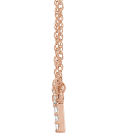688936 Necklace Set 14K Rose Initial F Natural Diamond Round 1.4 Mm I1, H+ 0.08 Ctw 16 In Polished .08 Ctw Natural Diamond Lowercase Initial Necklace