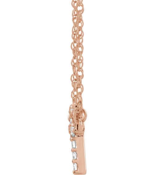 688936 Necklace Set 14K Rose Initial F Natural Diamond Round 1.4 Mm I1, H+ 0.08 Ctw 16 In Polished .08 Ctw Natural Diamond Lowercase Initial Necklace
