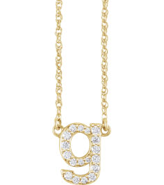 688936 Necklace Set 14K Yellow Initial G Natural Diamond Round 1.3 Mm I1, H+ 16 Ctw 16 In Polished 16 Ctw Natural Diamond Lowercase Initial Necklace