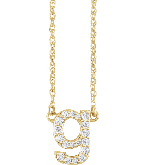 688936 Necklace Set 14K Yellow Initial G Natural Diamond Round 1.3 Mm I1, H+ 16 Ctw 16 In Polished 16 Ctw Natural Diamond Lowercase Initial Necklace