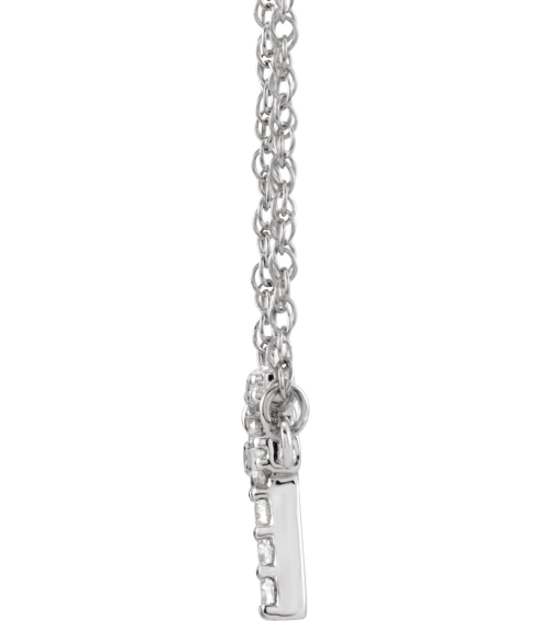 688936 Necklace Set 14K White Initial G Natural Diamond Round 1.3 Mm I1, H+ 16 Ctw 16 In Polished 16 Ctw Natural Diamond Lowercase Initial Necklace