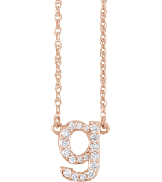 688936 Necklace Set 14K Rose Initial G Natural Diamond Round 1.3 Mm I1, H+ 16 Ctw 16 In Polished 16 Ctw Natural Diamond Lowercase Initial Necklace