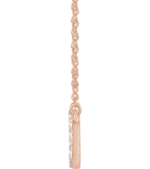 688936 Necklace Set 14K Rose Initial G Natural Diamond Round 1.3 Mm I1, H+ 16 Ctw 16 In Polished 16 Ctw Natural Diamond Lowercase Initial Necklace