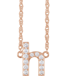 688936 Necklace Set 14K Rose Initial H Natural Diamond Round 1.4 Mm I1, H+ 18 Ctw 16 In Polished 18 Ctw Natural Diamond Lowercase Initial Necklace