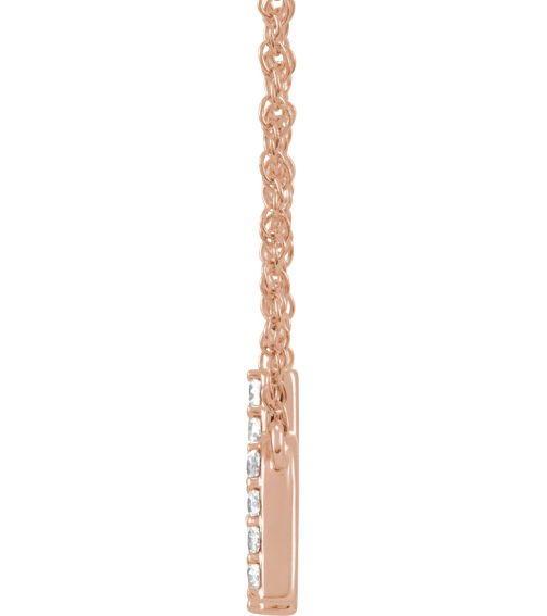 688936 Necklace Set 14K Rose Initial H Natural Diamond Round 1.4 Mm I1, H+ 18 Ctw 16 In Polished 18 Ctw Natural Diamond Lowercase Initial Necklace