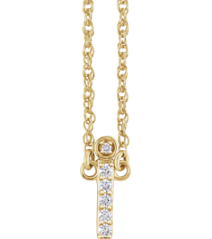 688936 Necklace Set 14K Yellow Initial I Natural Diamond Round 1.4 Mm I1, H+ 0.07 Ctw 16 In Polished .07 Ctw Natural Diamond Lowercase Initial Necklace