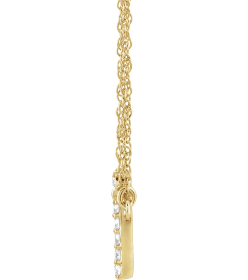688936 Necklace Set 14K Yellow Initial I Natural Diamond Round 1.4 Mm I1, H+ 0.07 Ctw 16 In Polished .07 Ctw Natural Diamond Lowercase Initial Necklace