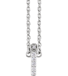 688936 Necklace Set 14K White Initial I Natural Diamond Round 1.4 Mm I1, H+ 0.07 Ctw 16 In Polished .07 Ctw Natural Diamond Lowercase Initial Necklace