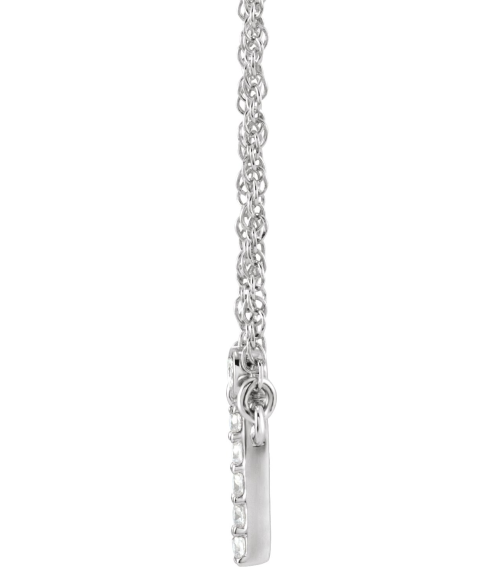 688936 Necklace Set 14K White Initial I Natural Diamond Round 1.4 Mm I1, H+ 0.07 Ctw 16 In Polished .07 Ctw Natural Diamond Lowercase Initial Necklace