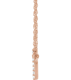 688936 Necklace Set 14K Rose Initial I Natural Diamond Round 1.4 Mm I1, H+ 0.07 Ctw 16 In Polished .07 Ctw Natural Diamond Lowercase Initial Necklace