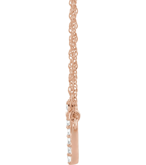 688936 Necklace Set 14K Rose Initial I Natural Diamond Round 1.4 Mm I1, H+ 0.07 Ctw 16 In Polished .07 Ctw Natural Diamond Lowercase Initial Necklace