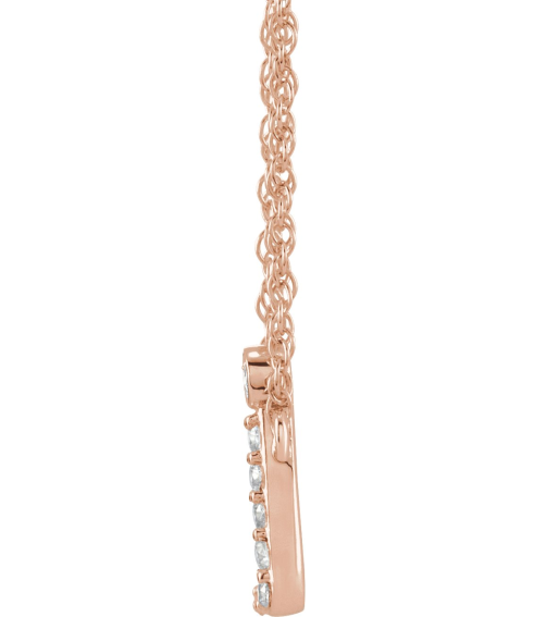688936 Necklace Set 14K Rose Initial J Natural Diamond Round 1.3 Mm I1, H+ 0.06 Ctw 16 In Polished .06 Ctw Natural Diamond Lowercase Initial Necklace