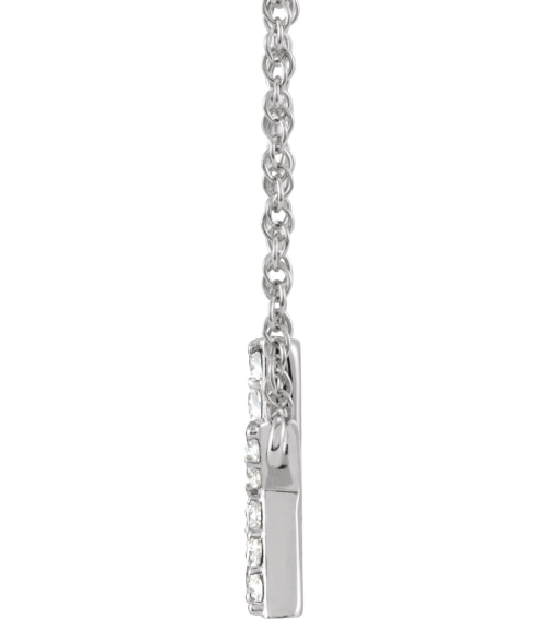 688936 Necklace Set 14K White Initial K Natural Diamond Round 1.4 Mm I1, H+ 18 Ctw 16 In Polished 18 Ctw Natural Diamond Lowercase Initial Necklace
