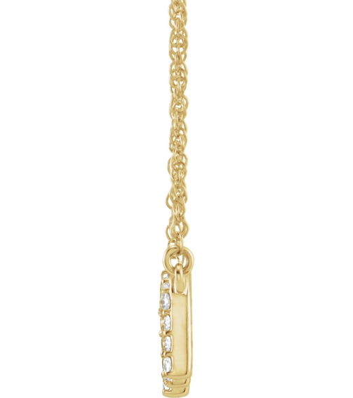 688936 Necklace Set 14K Yellow Initial M Natural Diamond Round 1.3 Mm I1, H+ 16 Ctw 16 In Polished 16 Ctw Natural Diamond Lowercase Initial Necklace