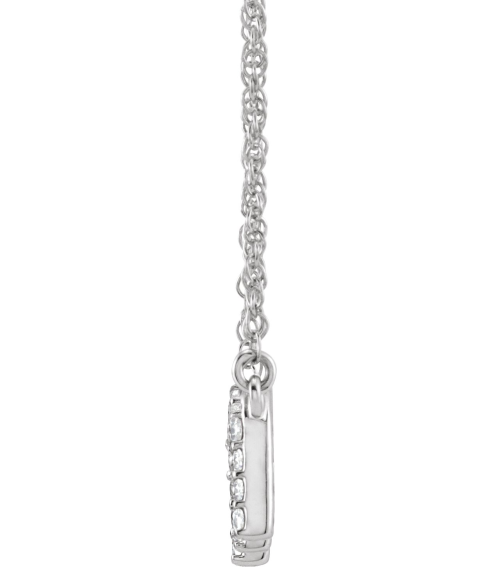 688936 Necklace Set 14K White Initial M Natural Diamond Round 1.3 Mm I1, H+ 16 Ctw 16 In Polished 16 Ctw Natural Diamond Lowercase Initial Necklace