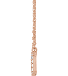688936 Necklace Set 14K Rose Initial M Natural Diamond Round 1.3 Mm I1, H+ 16 Ctw 16 In Polished 16 Ctw Natural Diamond Lowercase Initial Necklace