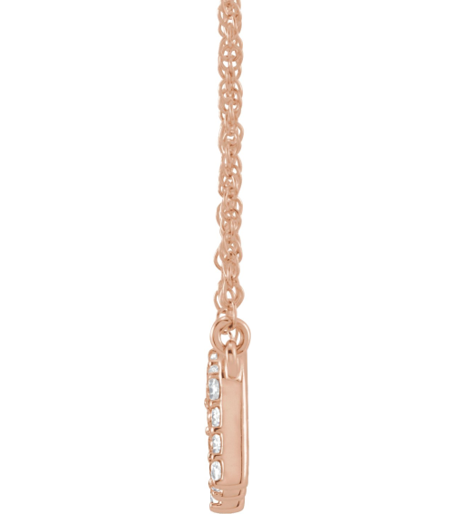 688936 Necklace Set 14K Rose Initial M Natural Diamond Round 1.3 Mm I1, H+ 16 Ctw 16 In Polished 16 Ctw Natural Diamond Lowercase Initial Necklace