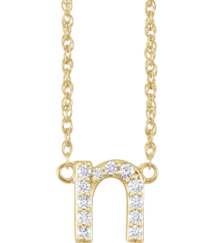688936 Necklace Set 14K Yellow Initial N Natural Diamond Round 1.5 Mm I1, H+ 110 Ctw 16 In Polished 110 Ctw Natural Diamond Lowercase Initial Necklace