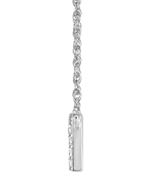 688936 Necklace Set 14K White Initial N Natural Diamond Round 1.5 Mm I1, H+ 110 Ctw 16 In Polished 110 Ctw Natural Diamond Lowercase Initial Necklace