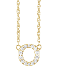 688936 Necklace Set 14K Yellow Initial O Natural Diamond Round 1.3 Mm I1, H+ 110 Ctw 16 In Polished 110 Ctw Natural Diamond Lowercase Initial Necklace