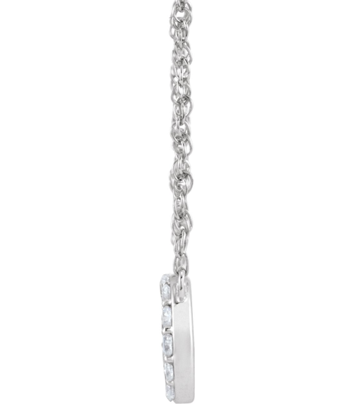 688936 Necklace Set 14K White Initial O Natural Diamond Round 1.3 Mm I1, H+ 110 Ctw 16 In Polished 110 Ctw Natural Diamond Lowercase Initial Necklace