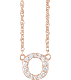 688936 Necklace Set 14K Rose Initial O Natural Diamond Round 1.3 Mm I1, H+ 110 Ctw 16 In Polished 110 Ctw Natural Diamond Lowercase Initial Necklace