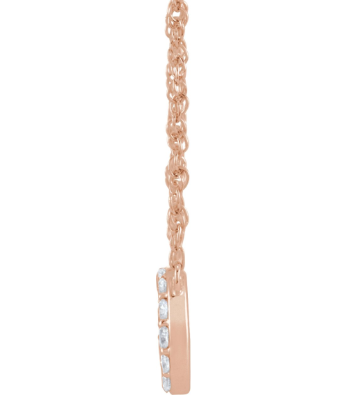 688936 Necklace Set 14K Rose Initial O Natural Diamond Round 1.3 Mm I1, H+ 110 Ctw 16 In Polished 110 Ctw Natural Diamond Lowercase Initial Necklace