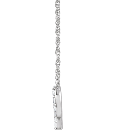 688936 Necklace Set 14K White Initial P Natural Diamond Round 1.4 Mm I1, H+ 18 Ctw 16 In Polished 18 Ctw Natural Diamond Lowercase Initial Necklace
