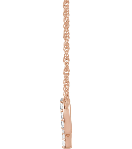 688936 Necklace Set 14K Rose Initial P Natural Diamond Round 1.4 Mm I1, H+ 18 Ctw 16 In Polished 18 Ctw Natural Diamond Lowercase Initial Necklace