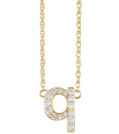 688936 Necklace Set 14K Yellow Initial Q Natural Diamond Round 1.4 Mm I1, H+ 18 Ctw 16 In Polished 18 Ctw Natural Diamond Lowercase Initial Necklace