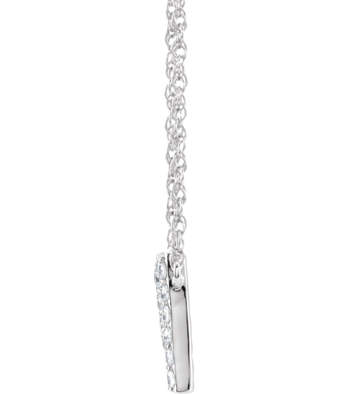 688936 Necklace Set 14K White Initial Q Natural Diamond Round 1.4 Mm I1, H+ 18 Ctw 16 In Polished 18 Ctw Natural Diamond Lowercase Initial Necklace