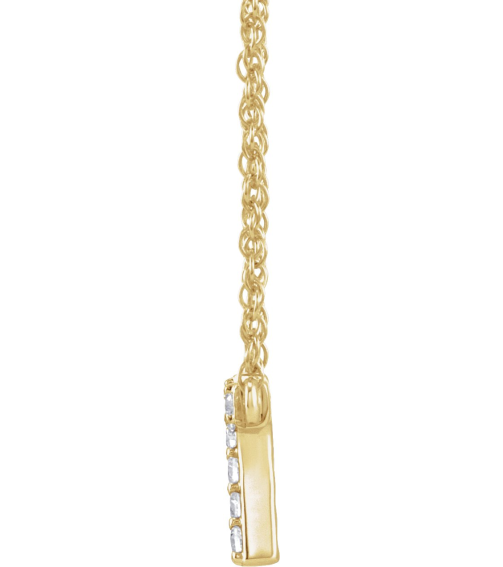 688936 Necklace Set 14K Yellow Initial R Natural Diamond Round 1.3 Mm I1, H+ 0.07 Ctw 16 In Polished .07 Ctw Natural Diamond Lowercase Initial Necklace