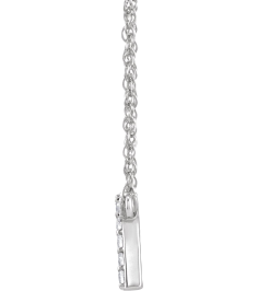 688936 Necklace Set 14K White Initial R Natural Diamond Round 1.3 Mm I1, H+ 0.07 Ctw 16 In Polished .07 Ctw Natural Diamond Lowercase Initial Necklace