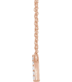 688936 Necklace Set 14K Rose Initial R Natural Diamond Round 1.3 Mm I1, H+ 0.07 Ctw 16 In Polished .07 Ctw Natural Diamond Lowercase Initial Necklace