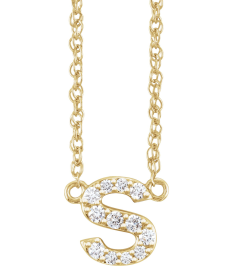 688936 Necklace Set 14K Yellow Initial S Natural Diamond Round 1.4 Mm I1, H+ 110 Ctw 16 In Polished 110 Ctw Natural Diamond Lowercase Initial Necklace