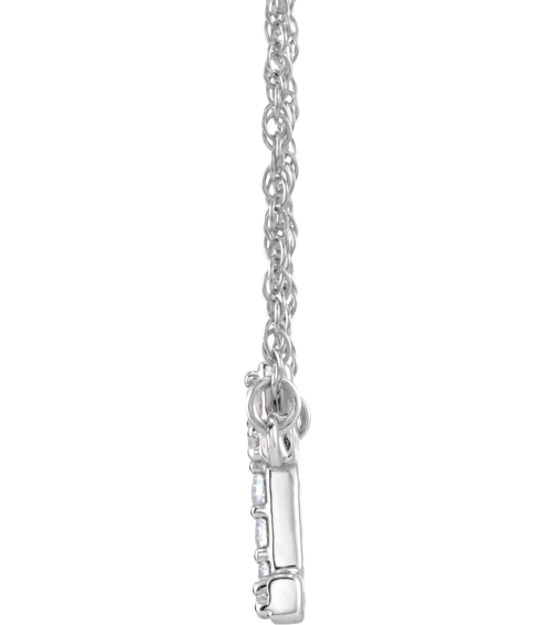 688936 Necklace Set 14K White Initial T Natural Diamond Round 1.4 Mm I1, H+ 0.08 Ctw 16 In Polished .08 Ctw Natural Diamond Lowercase Initial Necklace