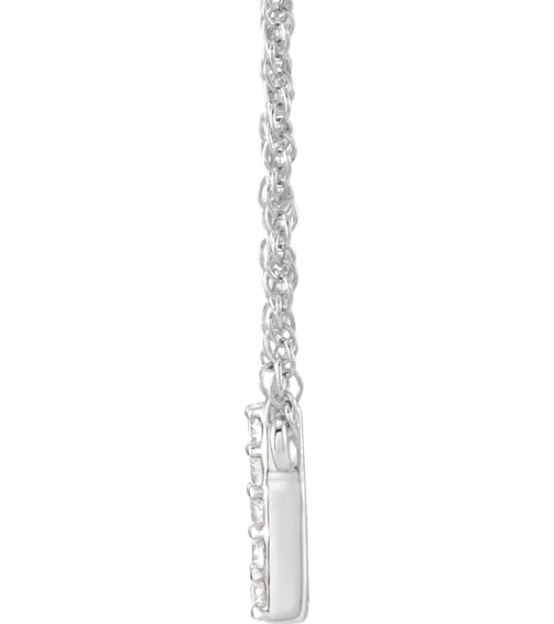688936 Necklace Set 14K White Initial U Natural Diamond Round 1.5 Mm I1, H+ 110 Ctw 16 In Polished 110 Ctw Natural Diamond Lowercase Initial Necklace