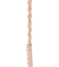 688936 Necklace Set 14K Rose Initial V Natural Diamond Round 1.3 Mm I1, H+ 110 Ctw 16 In Polished 110 Ctw Natural Diamond Lowercase Initial Necklace