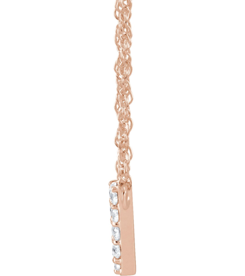 688936 Necklace Set 14K Rose Initial V Natural Diamond Round 1.3 Mm I1, H+ 110 Ctw 16 In Polished 110 Ctw Natural Diamond Lowercase Initial Necklace