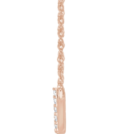 688936 Necklace Set 14K Rose Initial W Natural Diamond Round 1.4 Mm I1, H+ 18 Ctw 16 In Polished 18 Ctw Natural Diamond Lowercase Initial Necklace
