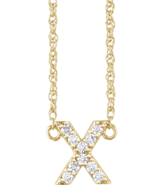 688936 Necklace Set 14K Yellow Initial X Natural Diamond Round 1.3 Mm I1, H+ 110 Ctw 16 In Polished 110 Ctw Natural Diamond Lowercase Initial Necklace