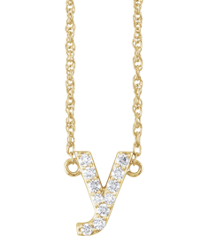 688936 Necklace Set 14K Yellow Initial Y Natural Diamond Round 1.4 Mm I1, H+ 18 Ctw 16 In Polished 18 Ctw Natural Diamond Lowercase Initial Necklace