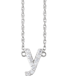 688936 Necklace Set 14K White Initial Y Natural Diamond Round 1.4 Mm I1, H+ 18 Ctw 16 In Polished 18 Ctw Natural Diamond Lowercase Initial Necklace