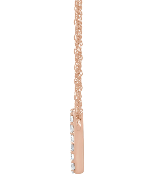 688936 Necklace Set 14K Rose Initial Y Natural Diamond Round 1.4 Mm I1, H+ 18 Ctw 16 In Polished 18 Ctw Natural Diamond Lowercase Initial Necklace