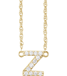 688936 Necklace Set 14K Yellow Initial Z Natural Diamond Round 1.3 Mm I1, H+ 110 Ctw 16 In Polished 110 Ctw Natural Diamond Lowercase Initial Necklace