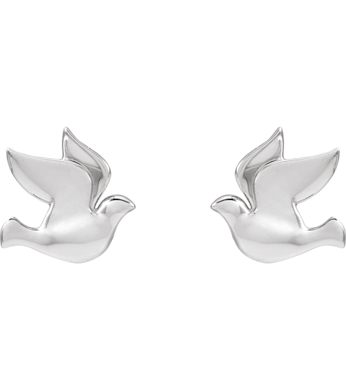 88277 Earring Platinum 6.87 X 6.93 Mm Left Friction Back Included Polished Holy Spirit Dove Earring