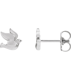 88277 Earring Platinum 6.87 X 6.93 Mm Right Friction Back Included Polished Holy Spirit Dove Earring
